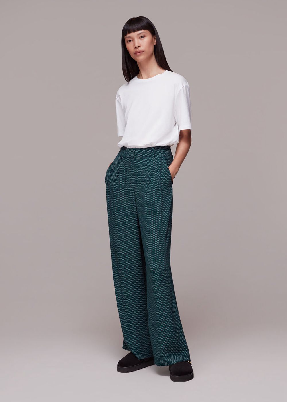 Whistles Lizzie Vertical Dash Pants Green / Multicolor | US-17564VYPQ