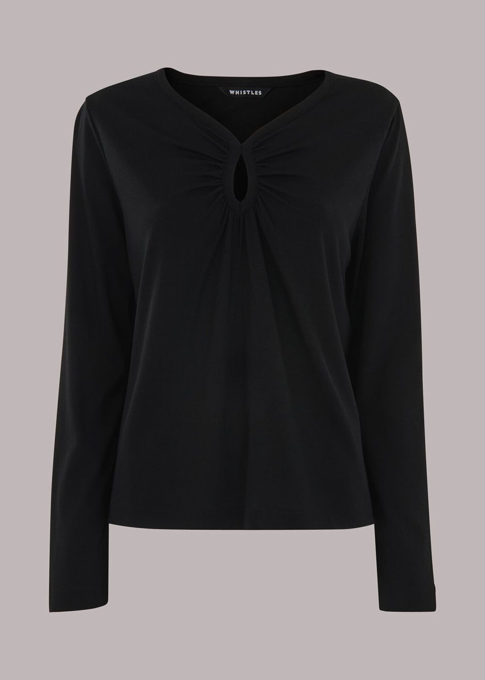 Whistles Long Sleeve Keyhole Top Black | US-65203XNOR