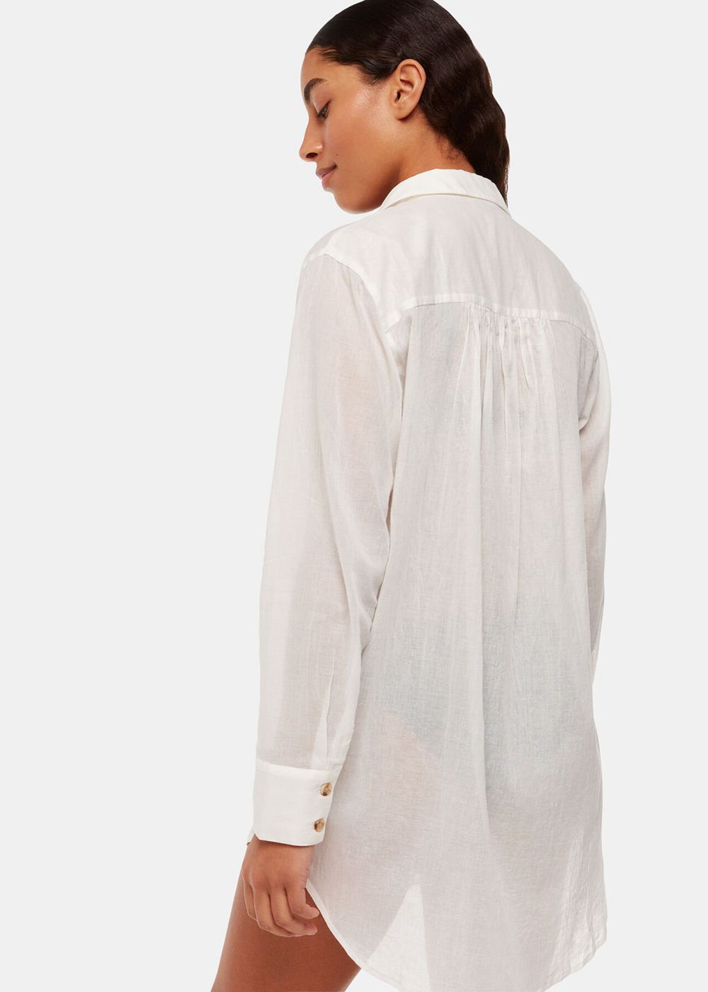 Whistles Longline Beach Shirts White | US-92783CPAZ