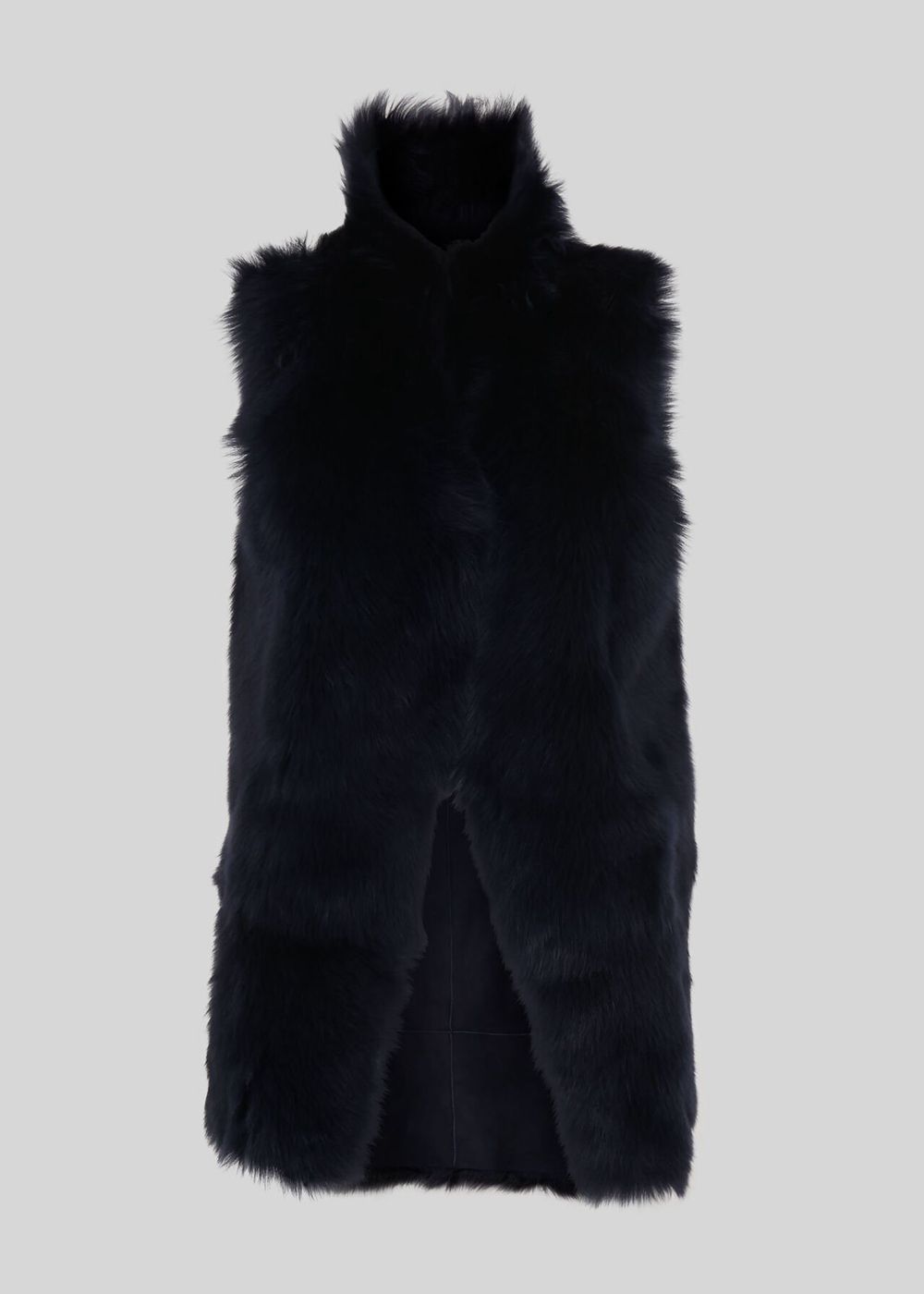 Whistles Longline Sheepskin Vest Navy | US-08136TSLA