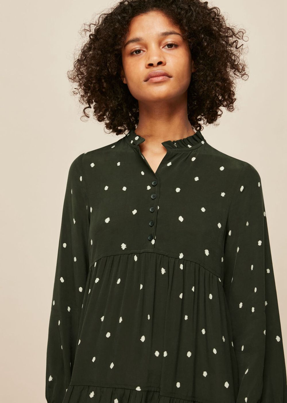 Whistles Longline Spot Enora Dress Green / Multicolor | US-21583DLBW