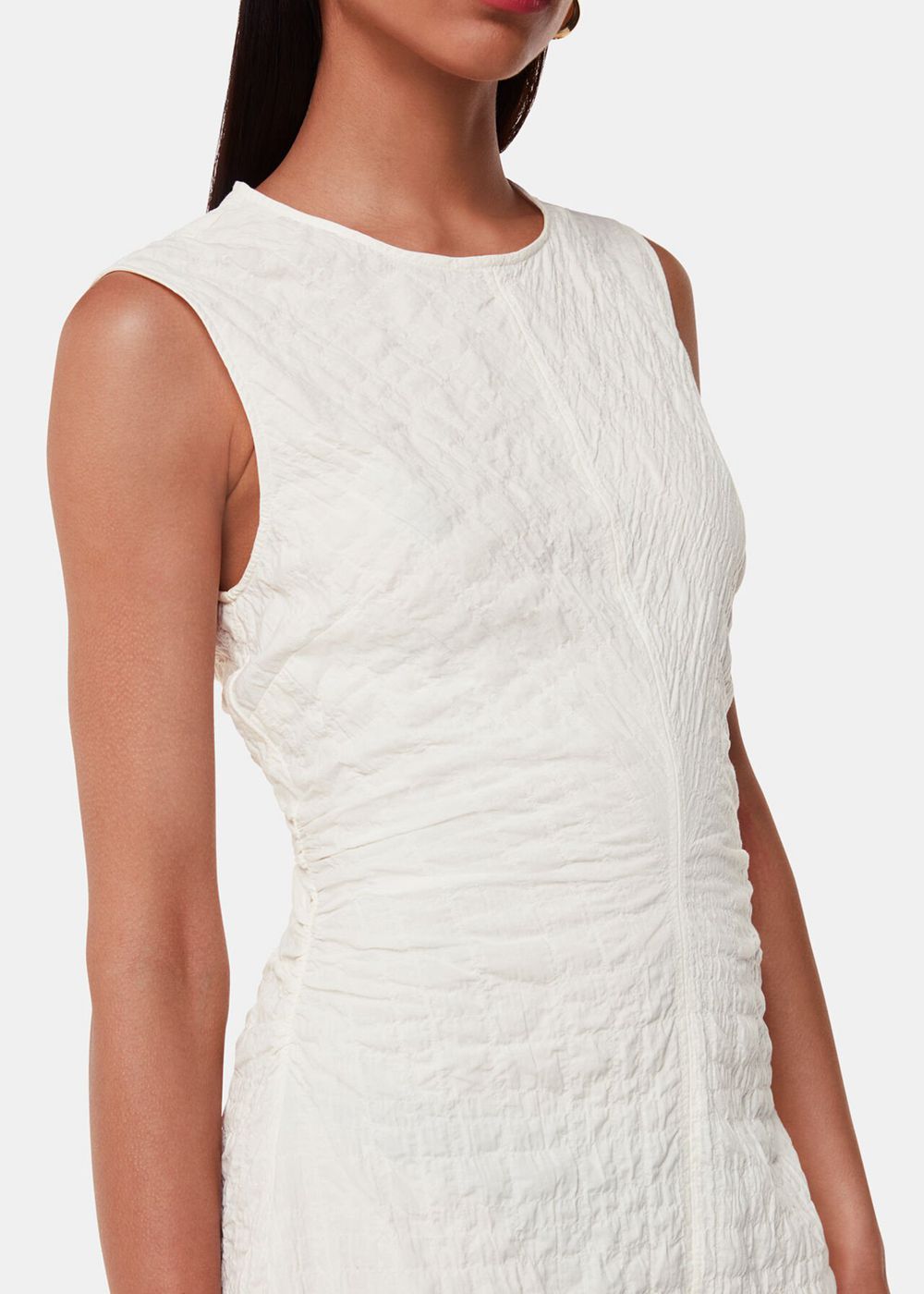 Whistles Lori Textured Midi Dress White | US-35624PQMF