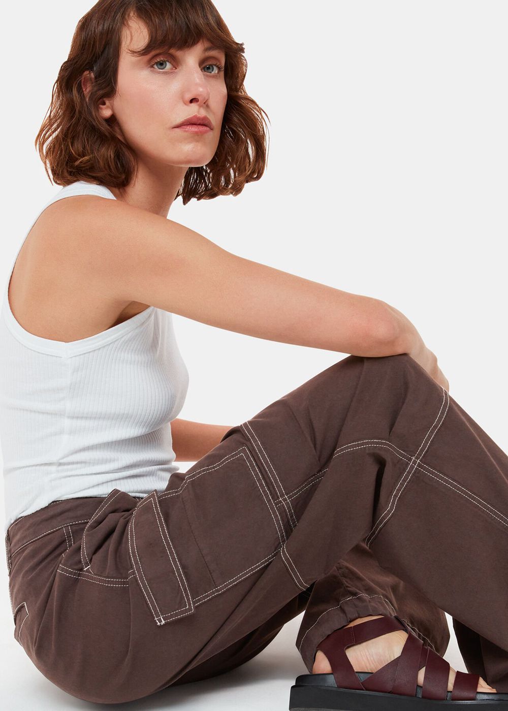 Whistles Lorna Cargos Pants Chocolate | US-48605VJZY