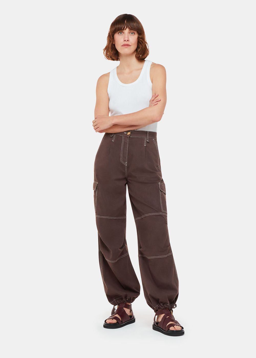 Whistles Lorna Cargos Pants Chocolate | US-48605VJZY