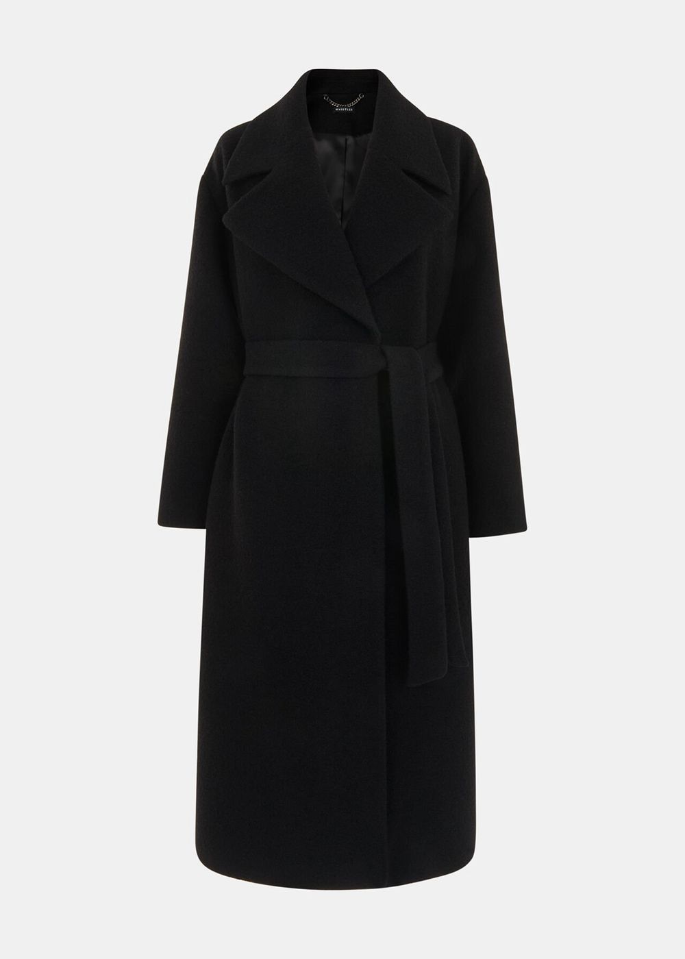 Whistles Lorna Wrap Wool Coat Black | US-81350FPXS