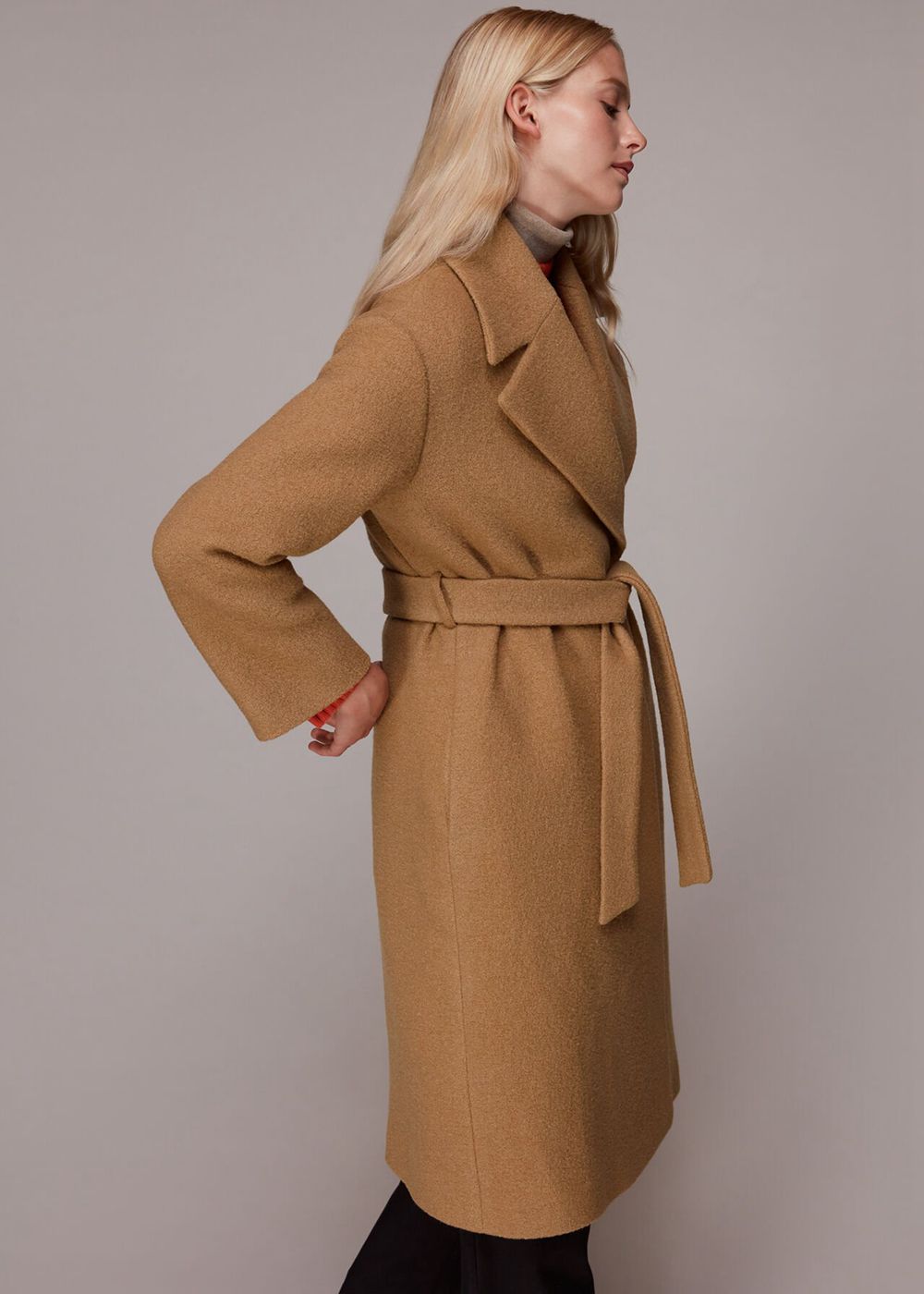 Whistles Lorna Wrap Wool Coat Brown | US-70582NZIU