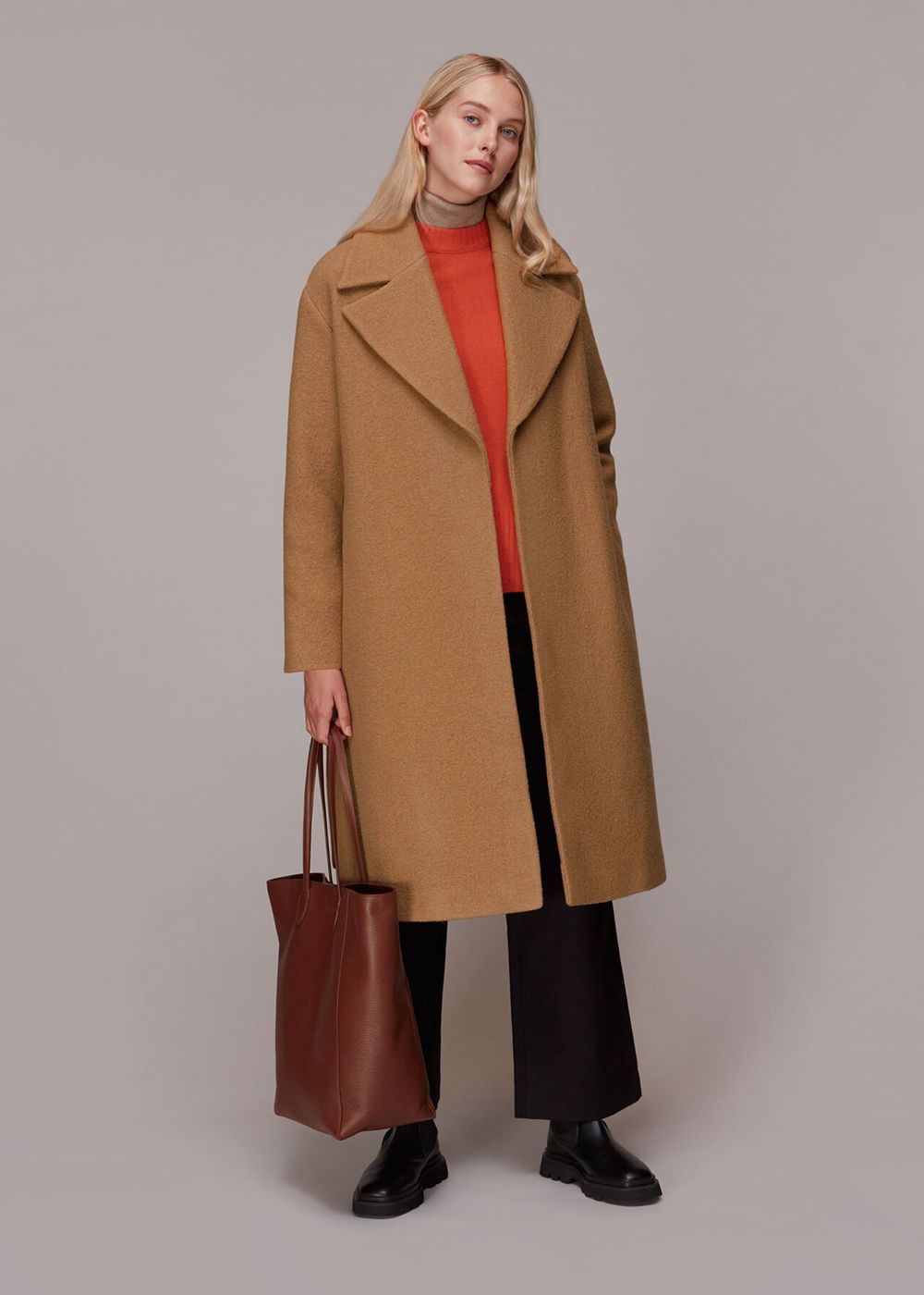 Whistles Lorna Wrap Wool Coat Brown | US-70582NZIU