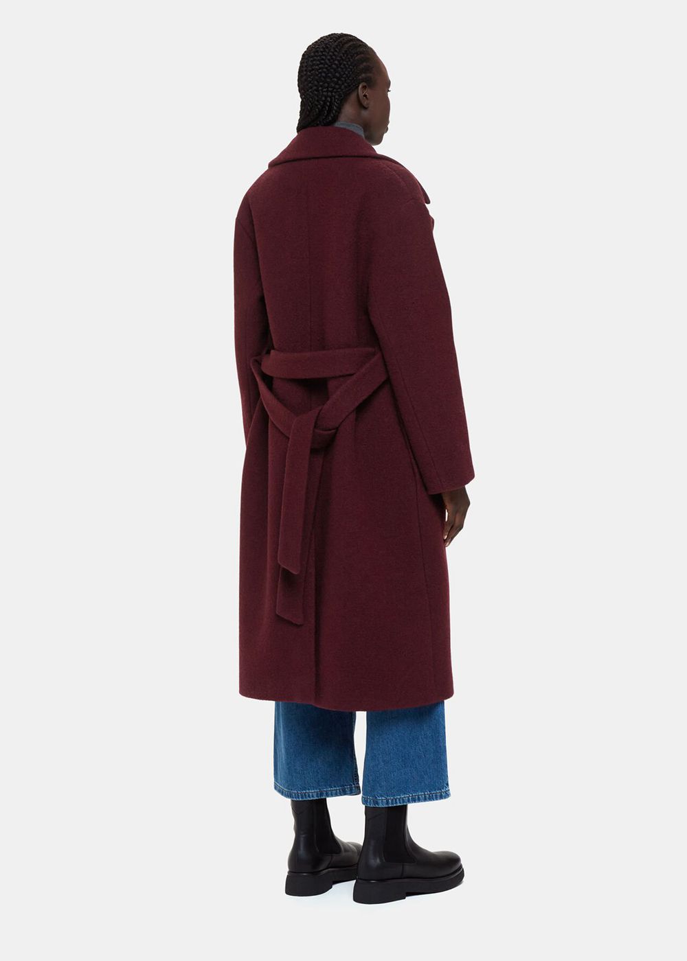 Whistles Lorna Wrap Wool Coat Burgundy | US-17602UPLI