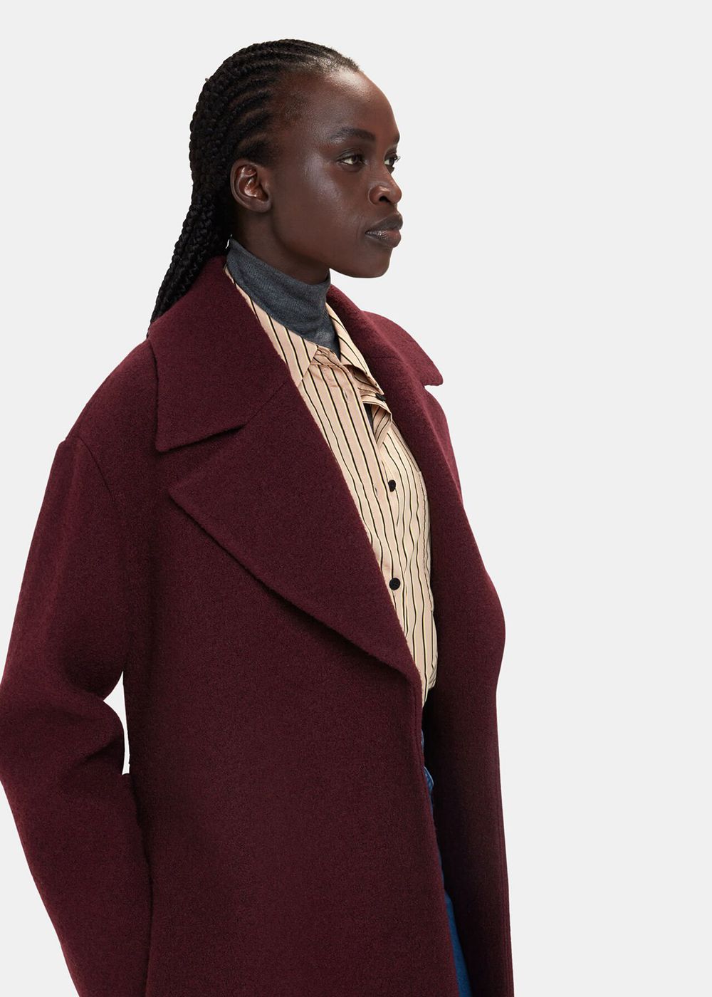 Whistles Lorna Wrap Wool Coat Burgundy | US-17602UPLI