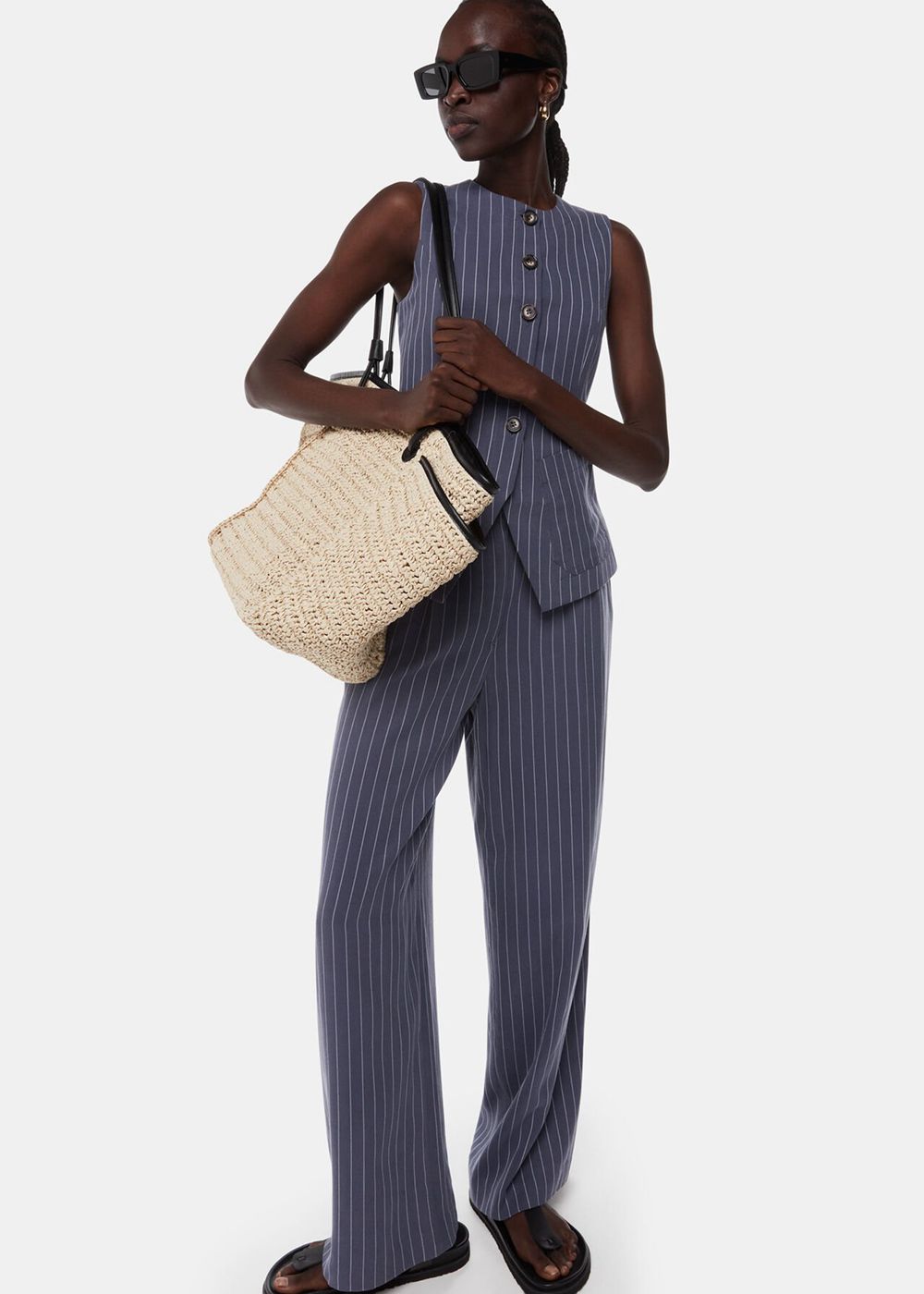 Whistles Lottie Pinstripe Pants Navy / Multicolor | US-38642BOHV