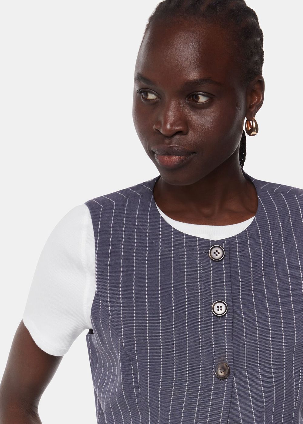 Whistles Lottie Pinstripe Vest Navy / Multicolor | US-19570BRQD