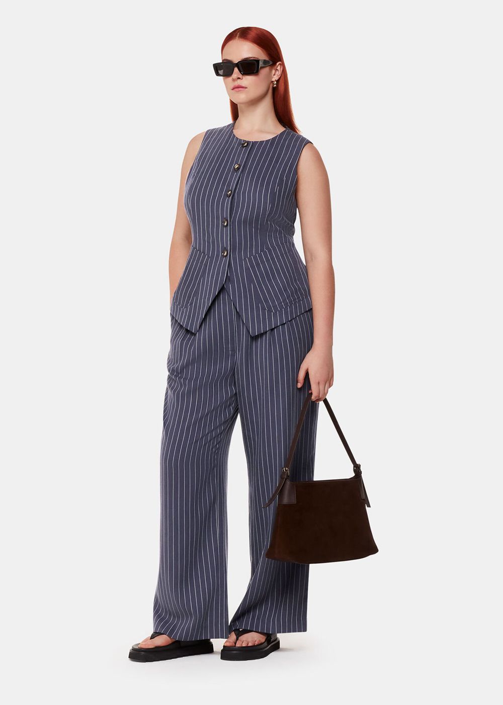 Whistles Lottie Pinstripe Vest Navy / Multicolor | US-19570BRQD