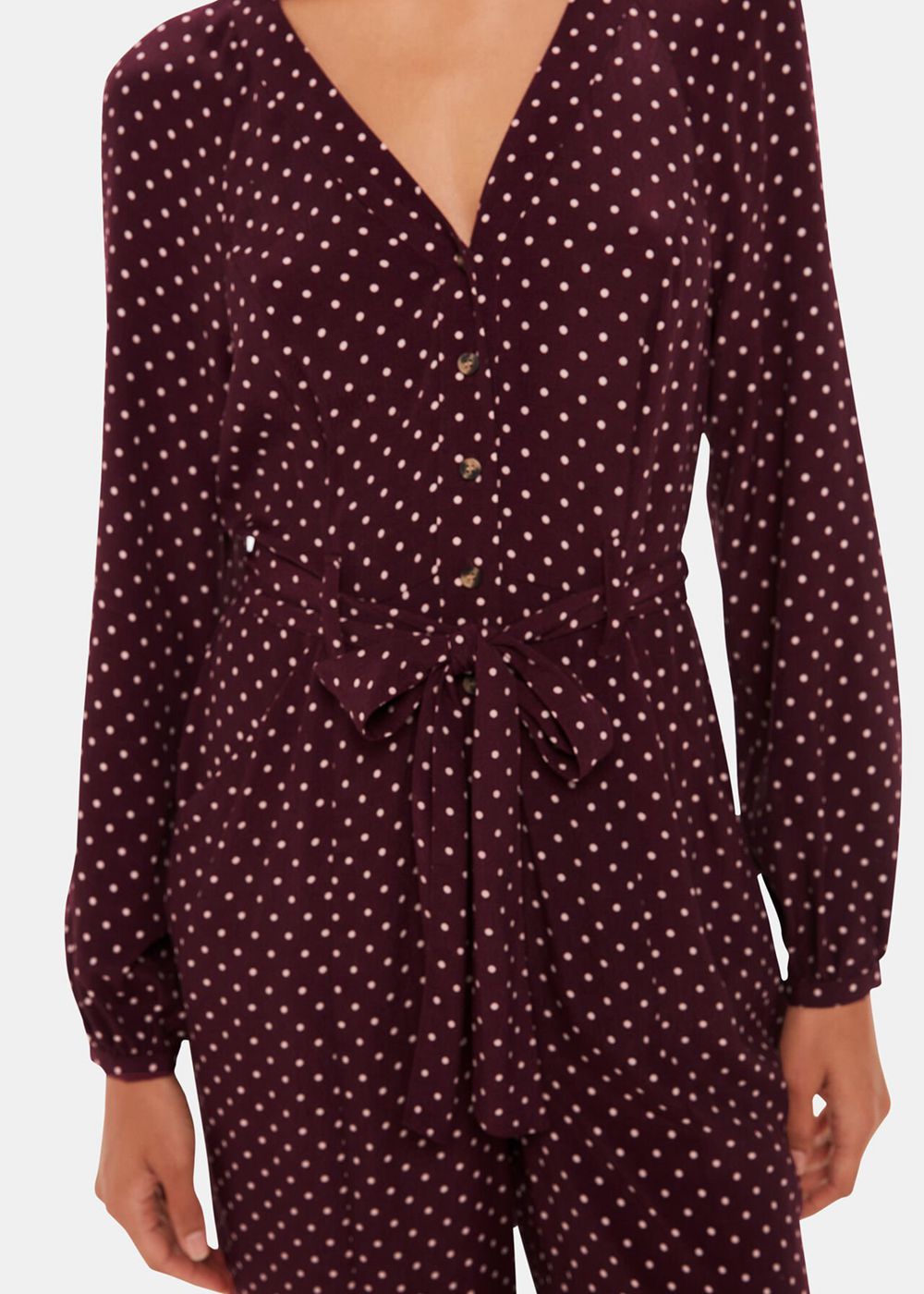 Whistles Lottie Spot Print Jumpsuit Burgundy / Multicolor | US-76814CVEG