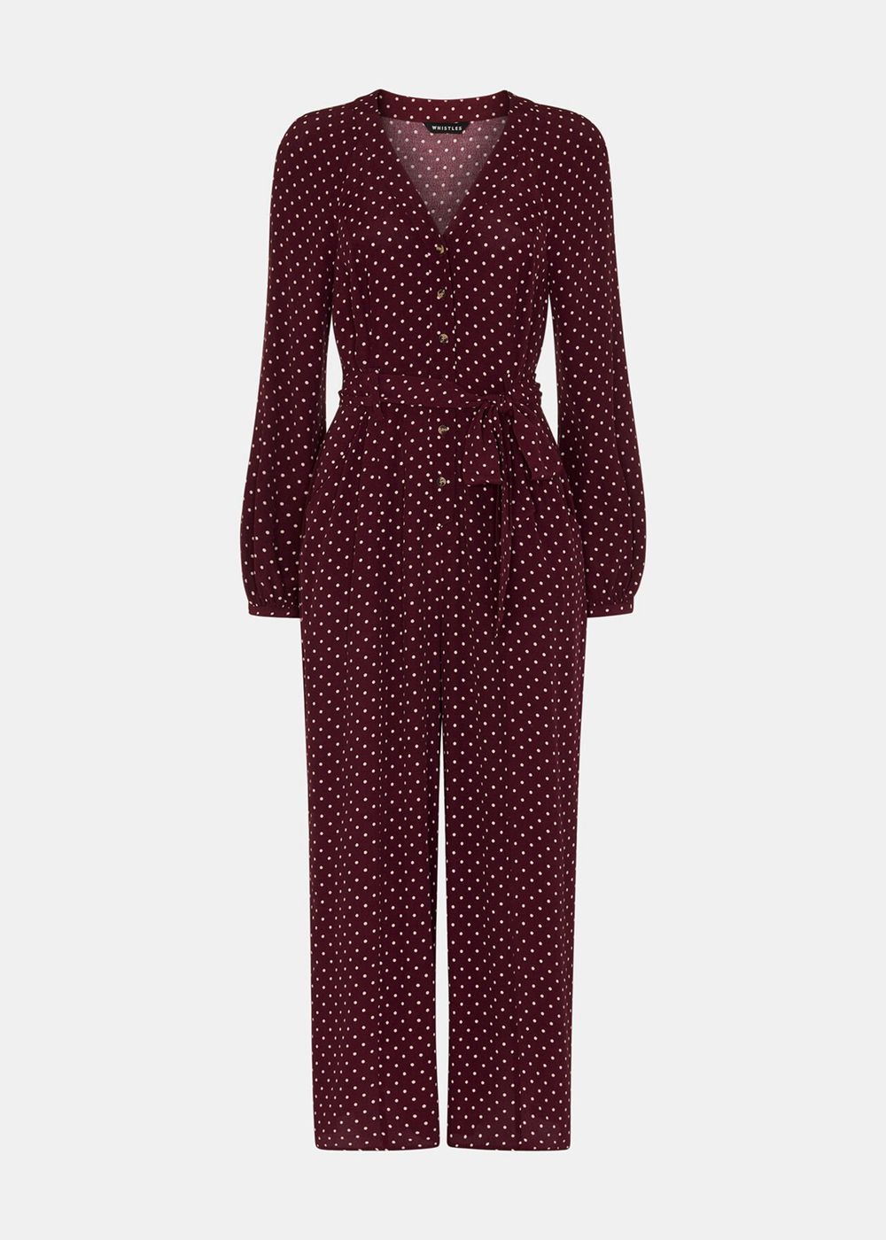 Whistles Lottie Spot Print Jumpsuit Burgundy / Multicolor | US-76814CVEG