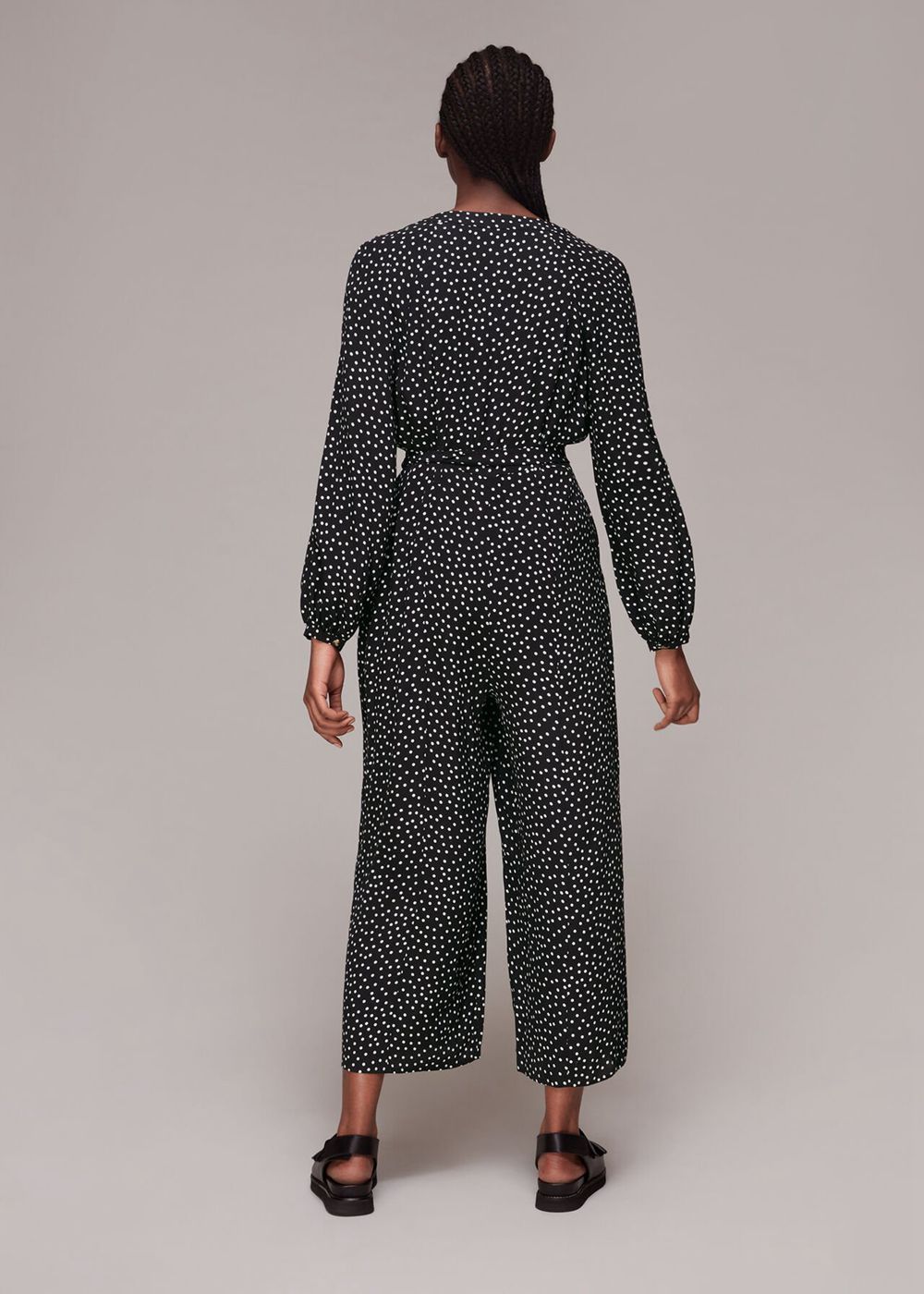 Whistles Lottie Spot Printed Jumpsuit Black White | US-48263AFUQ