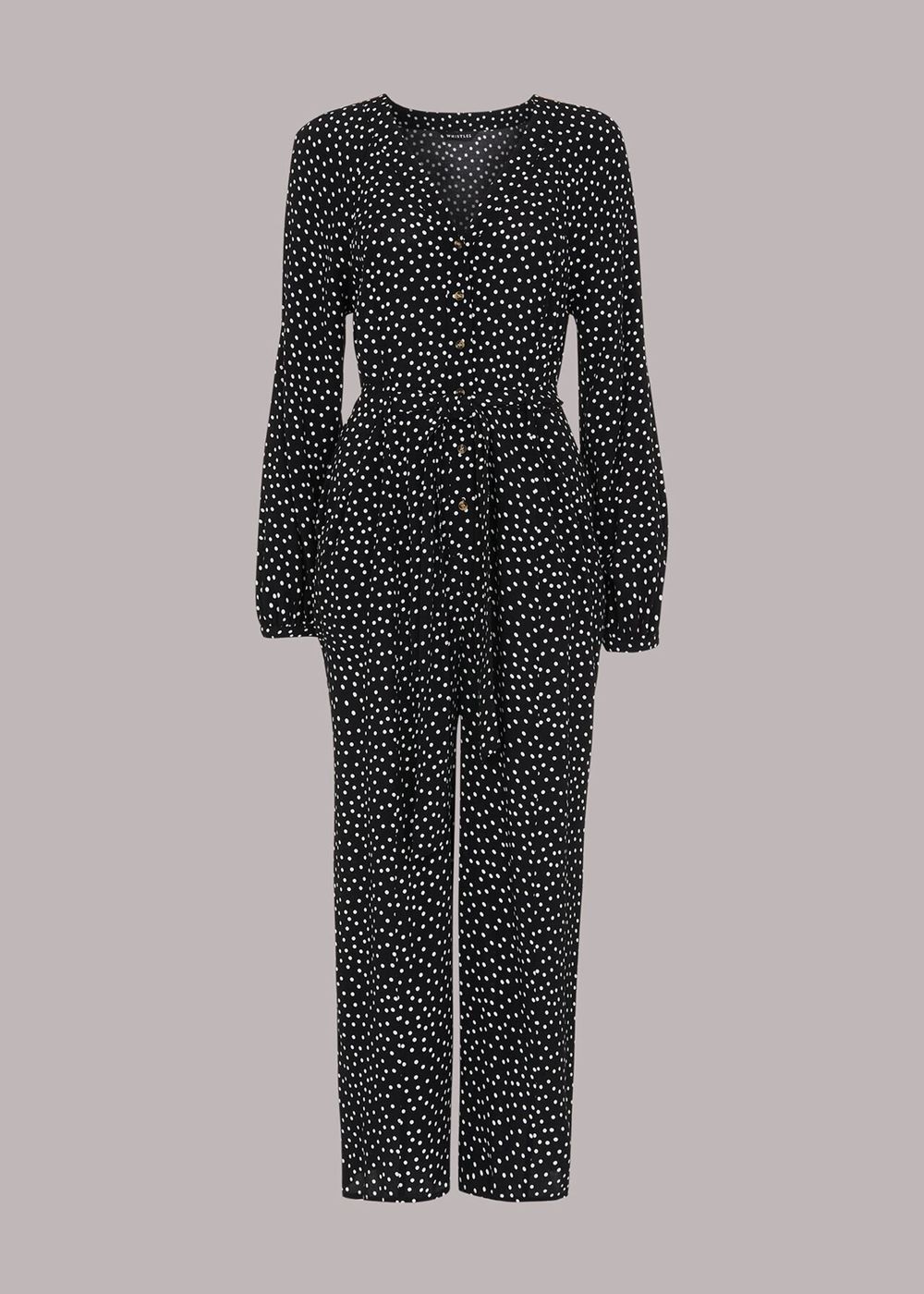 Whistles Lottie Spot Printed Jumpsuit Black White | US-48263AFUQ