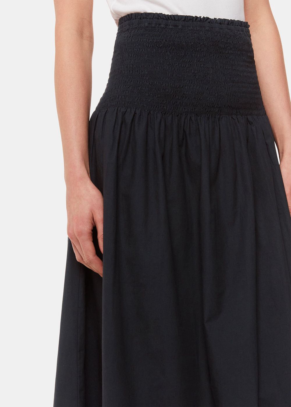 Whistles Louisa Smocked Midi Skirts Black | US-90512FBKN