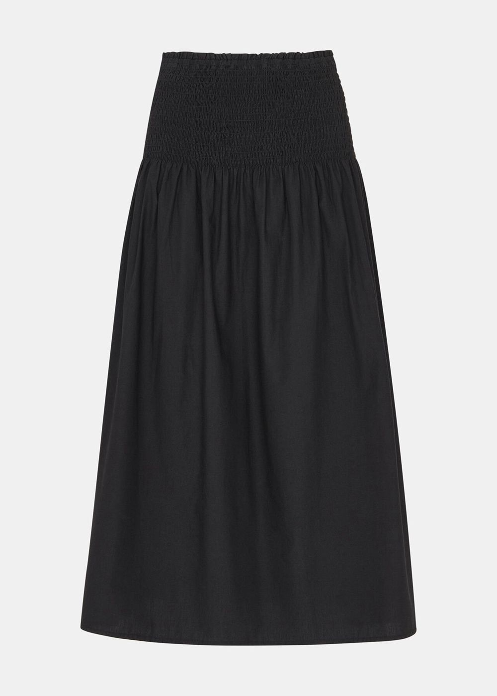 Whistles Louisa Smocked Midi Skirts Black | US-90512FBKN