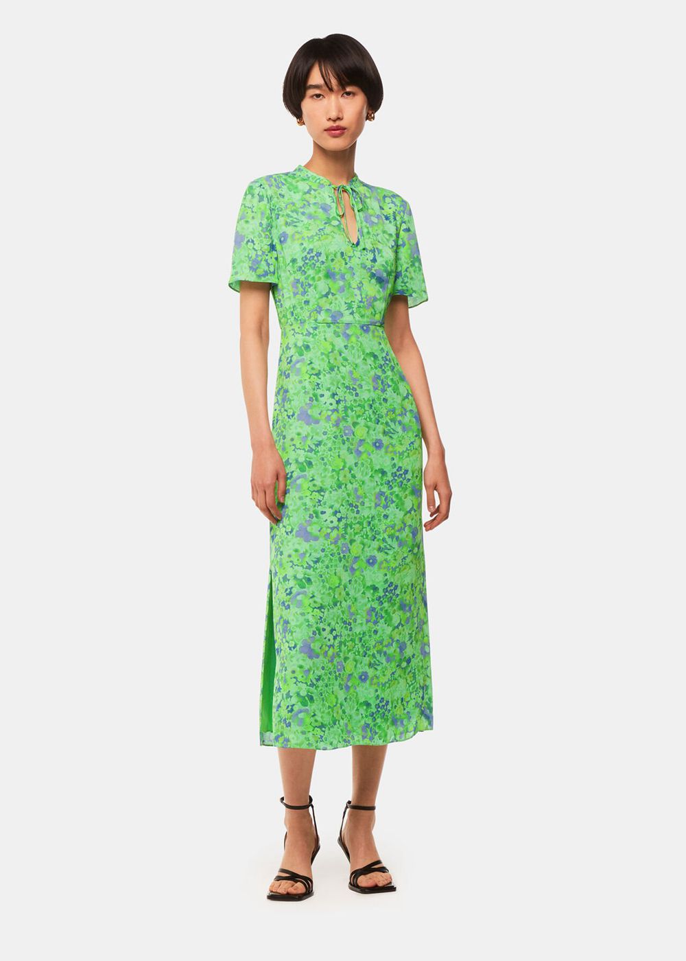 Whistles Lucid Floral Bonnie Dress Green / Multicolor | US-02561JSUG