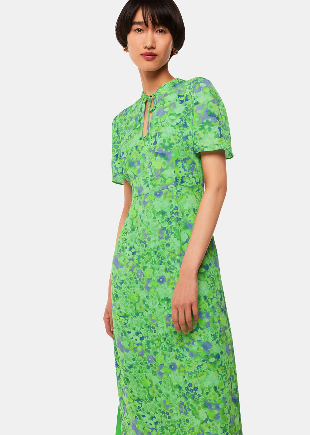 Whistles Lucid Floral Bonnie Dress Green / Multicolor | US-02561JSUG