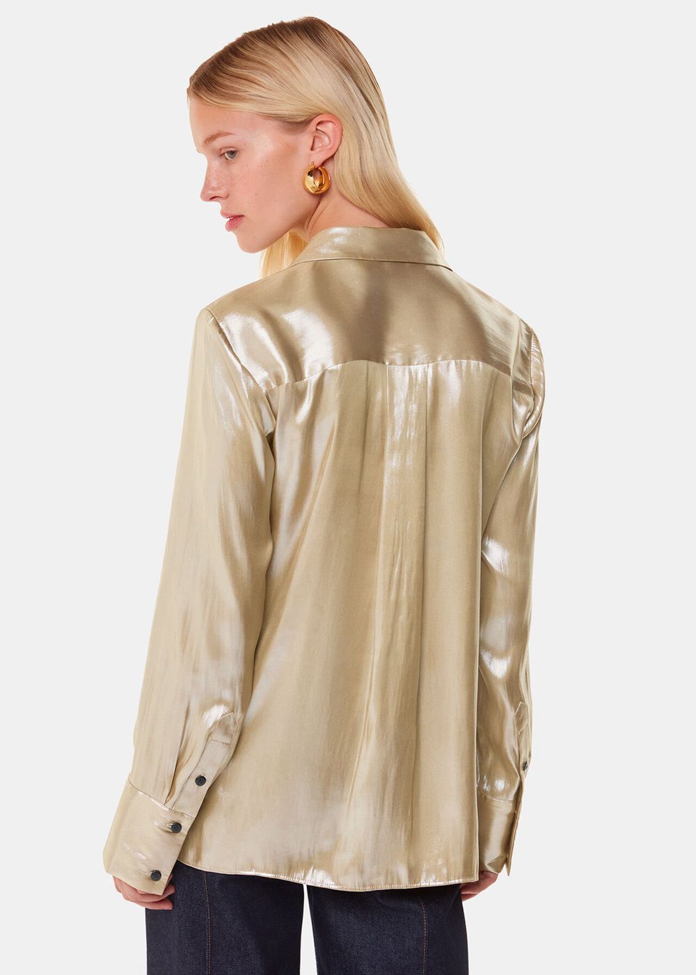 Whistles Lucie Metallic Shirts Gold | US-72349HMKP