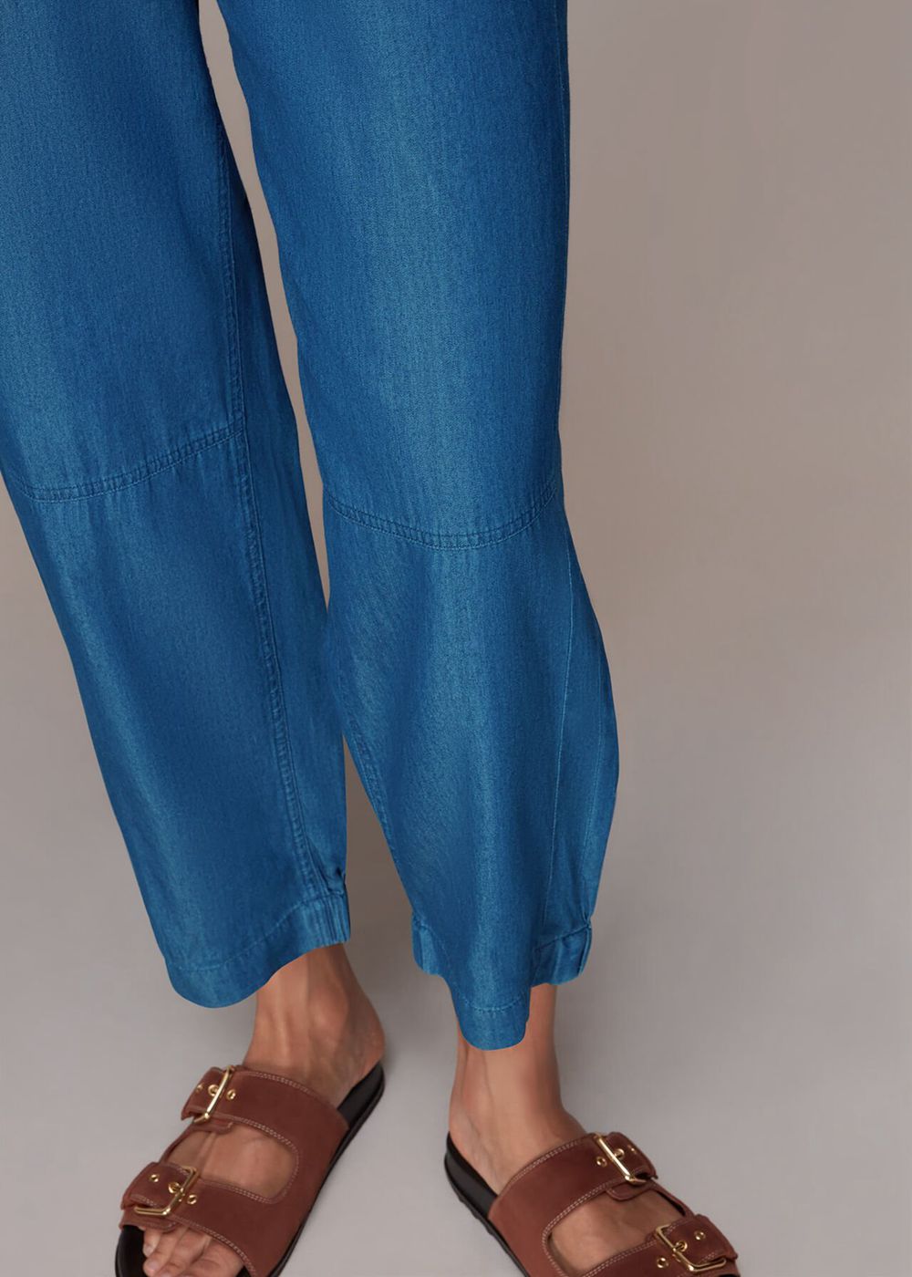 Whistles Lucy Chambray Barrel Pants Blue | US-24706WKIQ