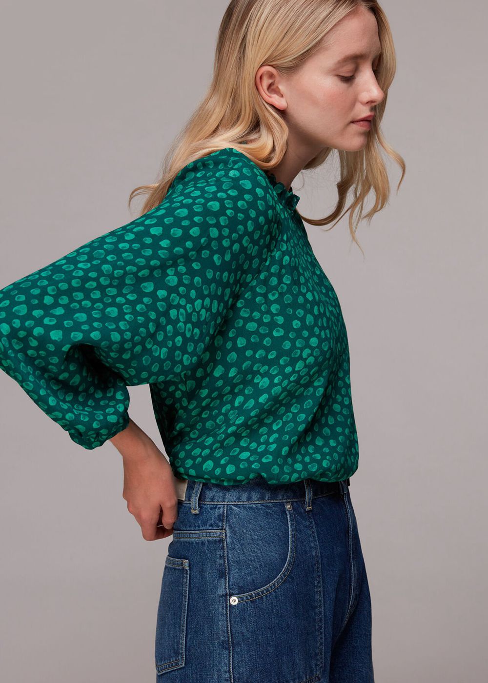 Whistles Lucy Lava Spot Top Green / Multicolor | US-64739JYVQ