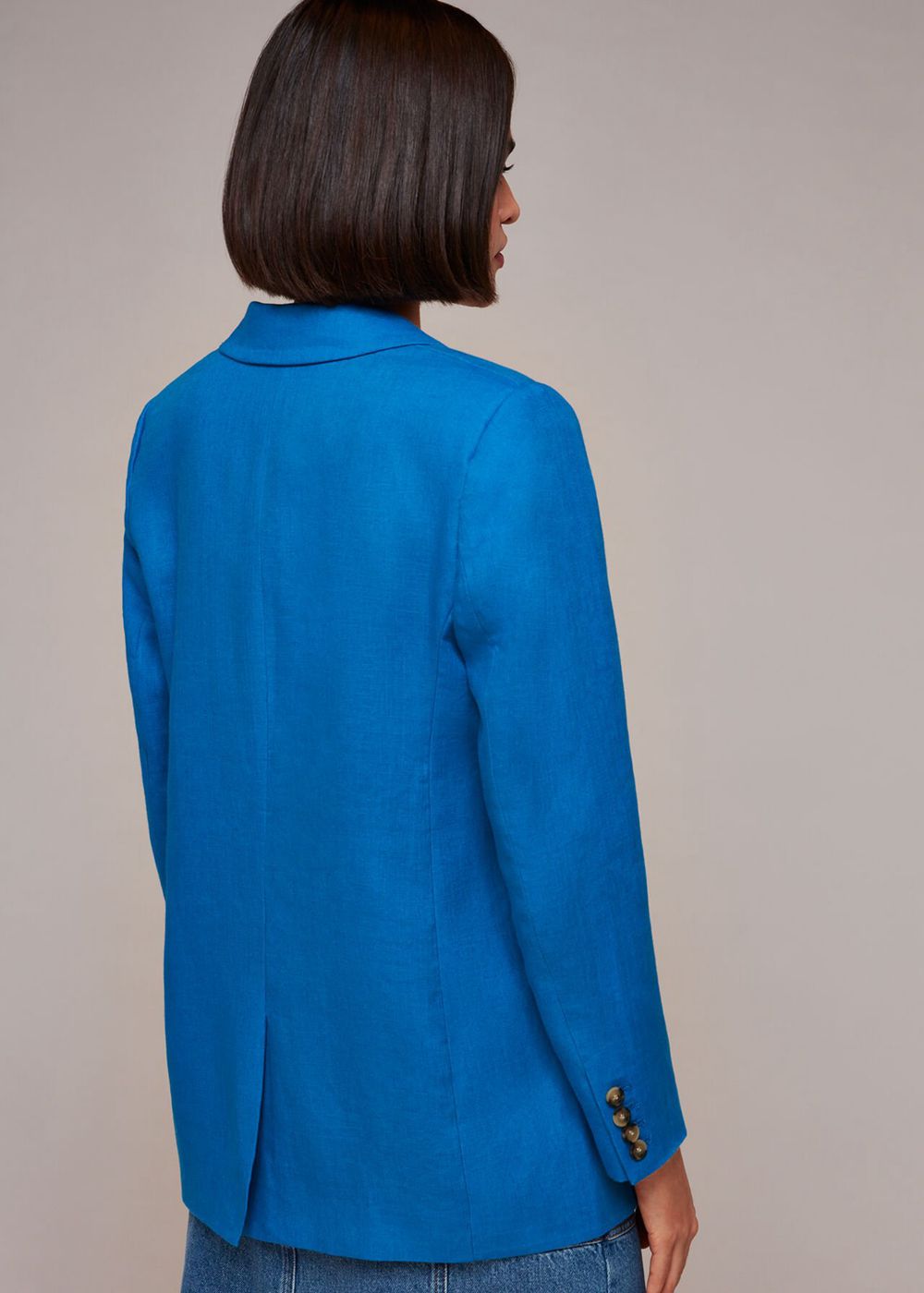 Whistles Lucy Linen Blazer Blue | US-14356LTFQ