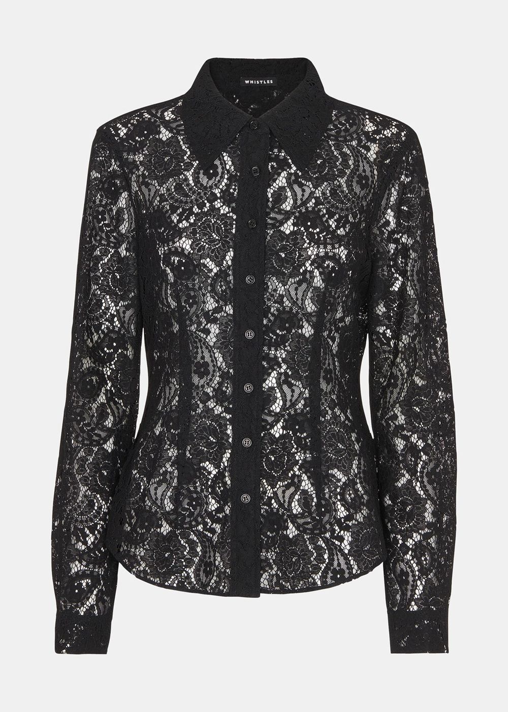 Whistles Lucy Seam Detail Lace Shirts Black | US-45081FHGR