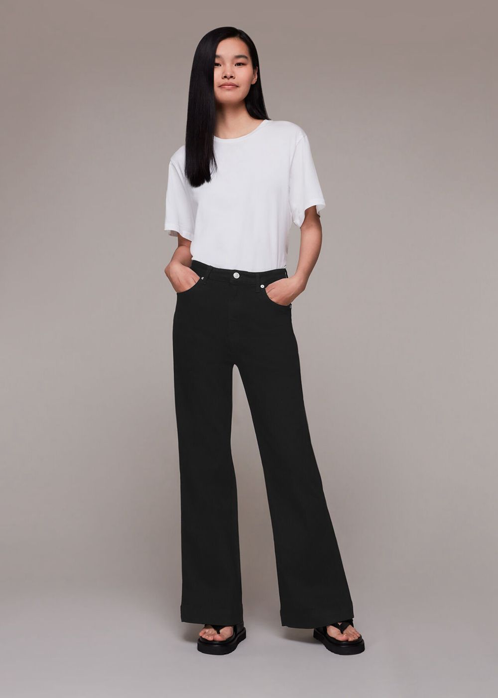 Whistles Lucy Stretch Flared Jeans Black | US-04271GKNH