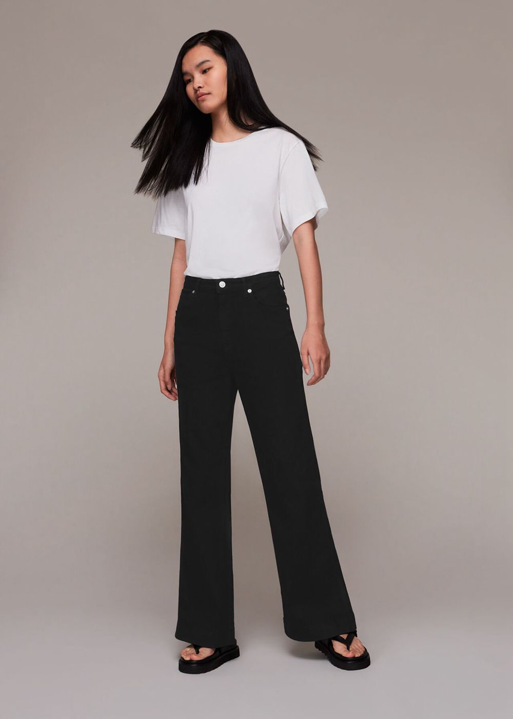 Whistles Lucy Stretch Flared Jeans Black | US-04271GKNH