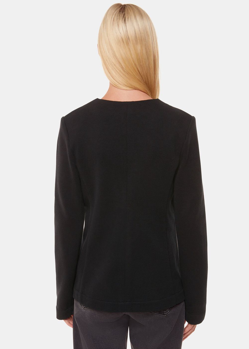 Whistles Lucy V Neck Jersey Jacket Black | US-68024ZXKY