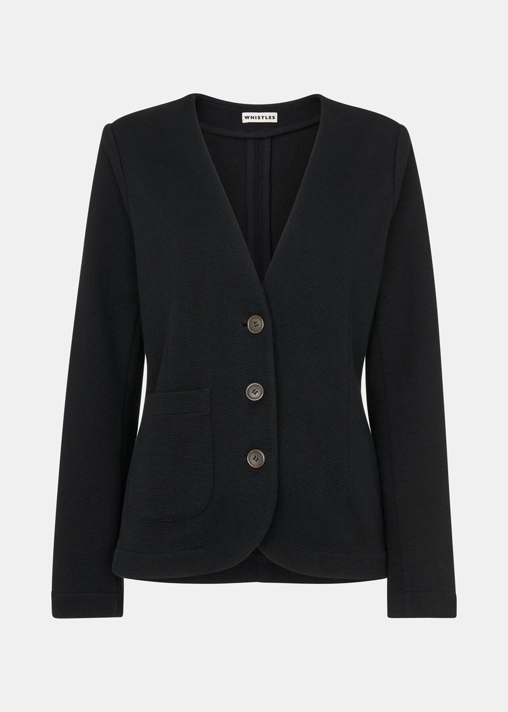 Whistles Lucy V Neck Jersey Jacket Black | US-68024ZXKY