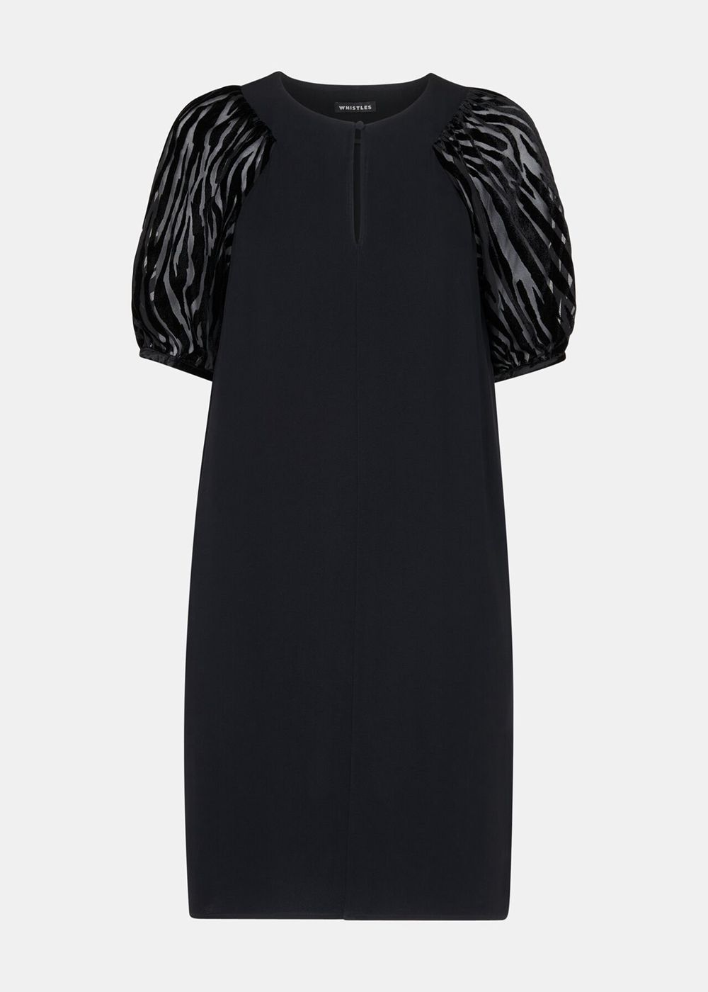 Whistles Lucy Zebra Velvet Sleeve Dress Black | US-75160LAOY