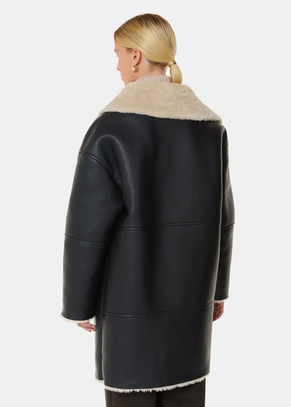 Whistles Luella Faux Fur Coat Black | US-43192USKE