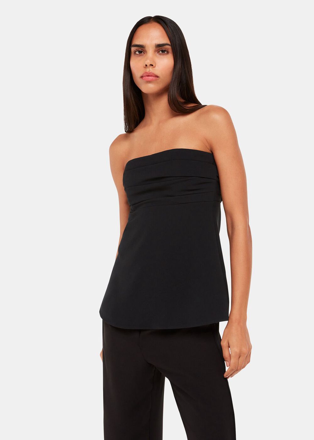 Whistles Lula Crepe Bandeau Top Black | US-92074IVRB