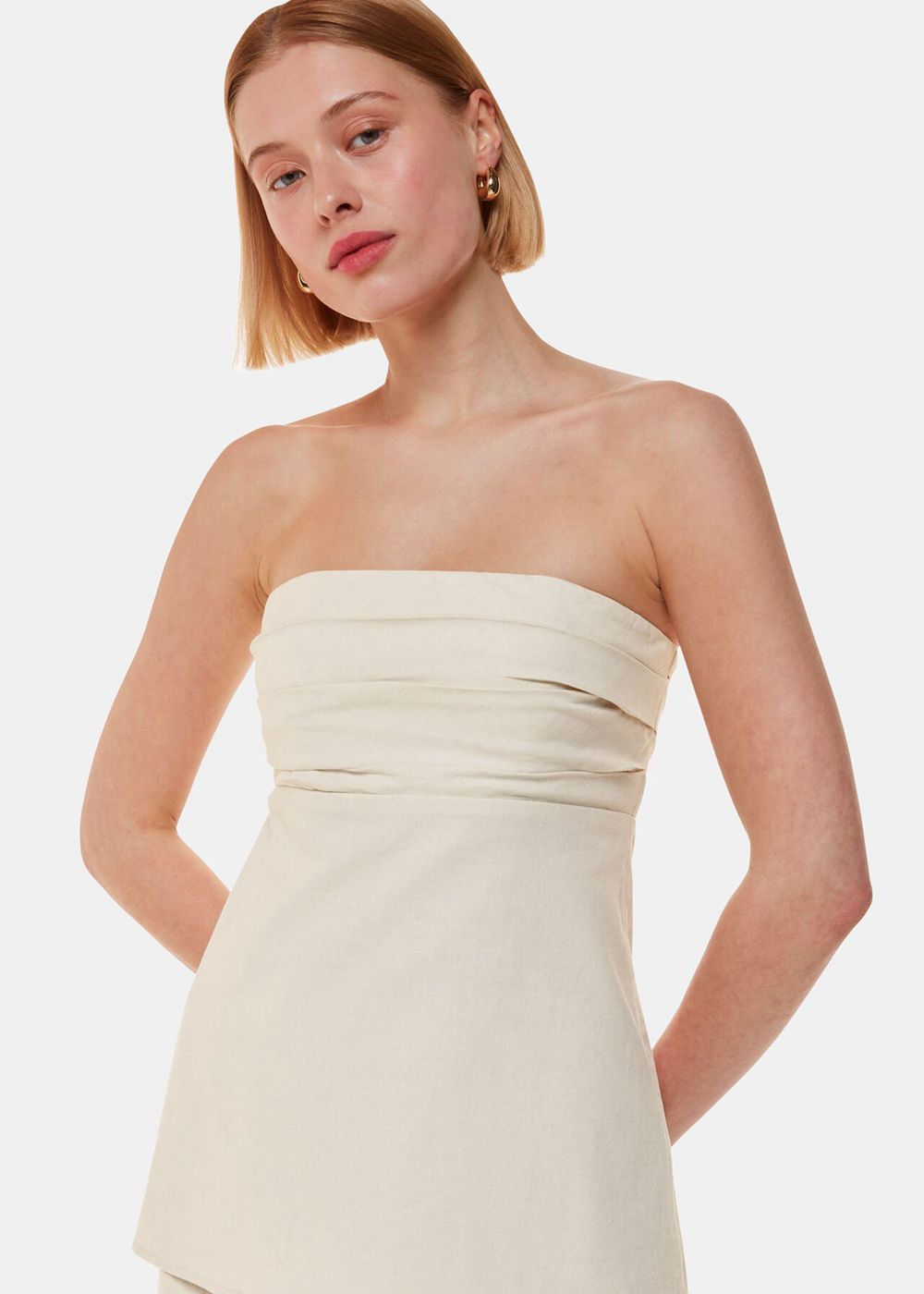 Whistles Lula Linen Blend Bandeau Top Beige | US-85264TLIW