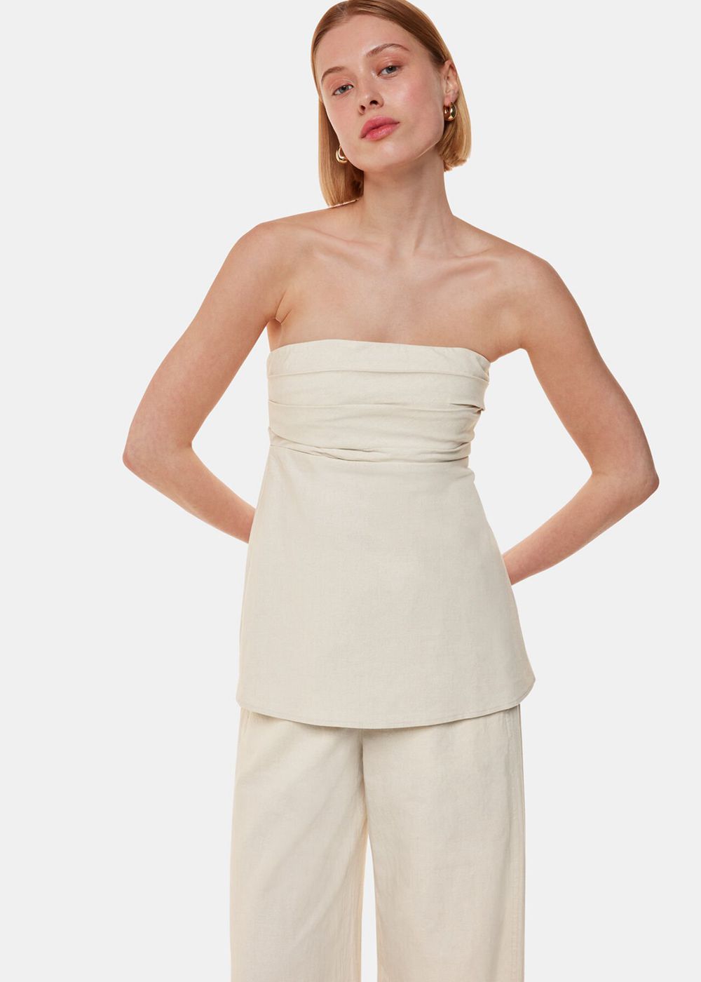 Whistles Lula Linen Blend Bandeau Top Beige | US-85264TLIW