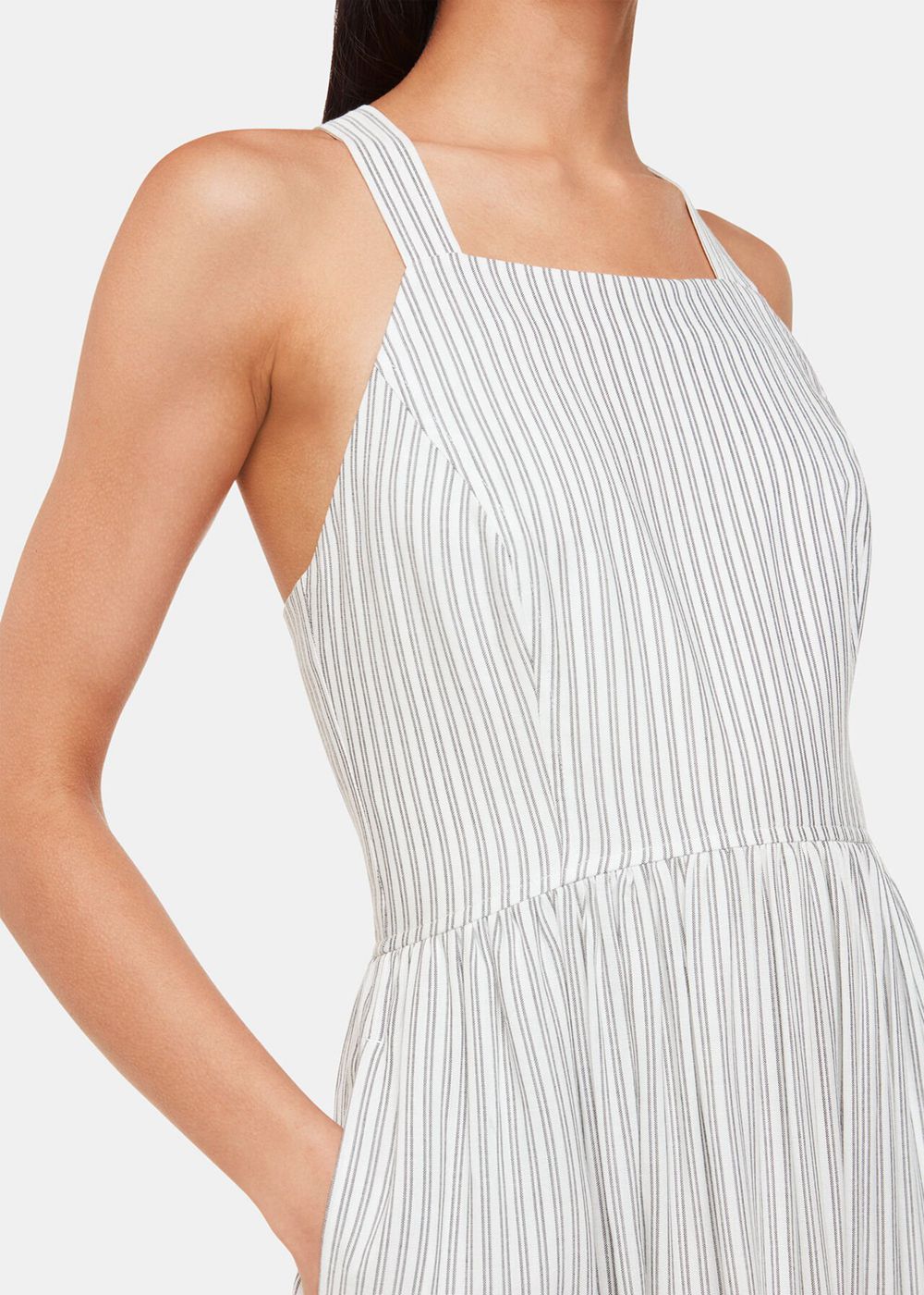 Whistles Luna Stripe Midi Dress White / Multicolor | US-70315OSEU