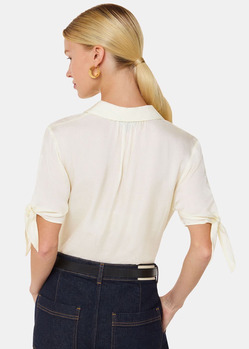 Whistles Lyla Bow Sleeve Shirts White | US-51876VBRQ