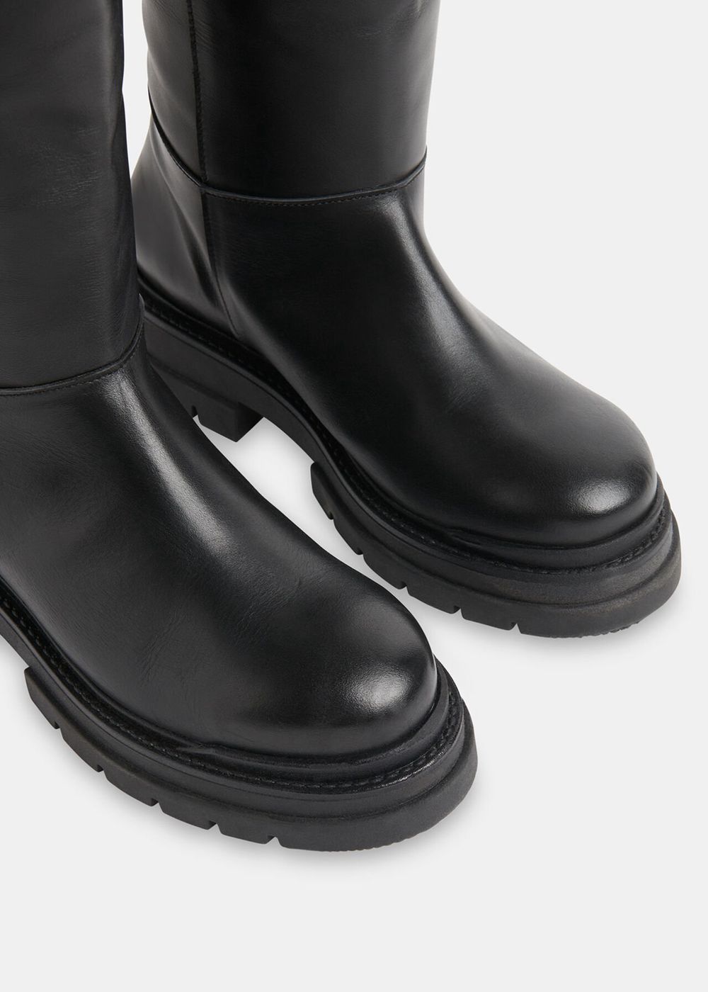 Whistles Maceo Lug Sole Knee-high Boots Black | US-20316WROE