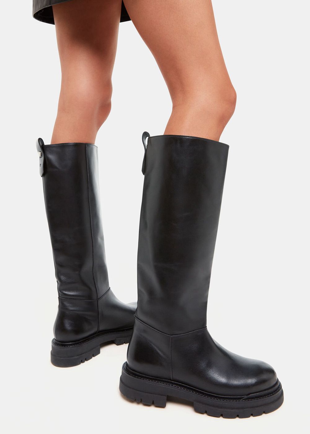 Whistles Maceo Lug Sole Knee-high Boots Black | US-20316WROE