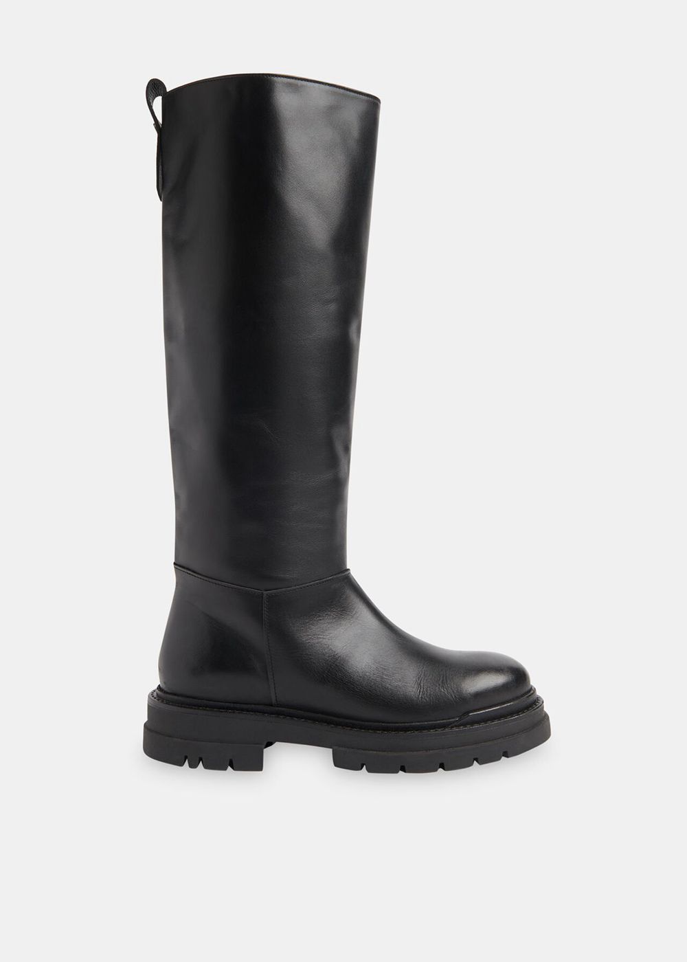 Whistles Maceo Lug Sole Knee-high Boots Black | US-20316WROE