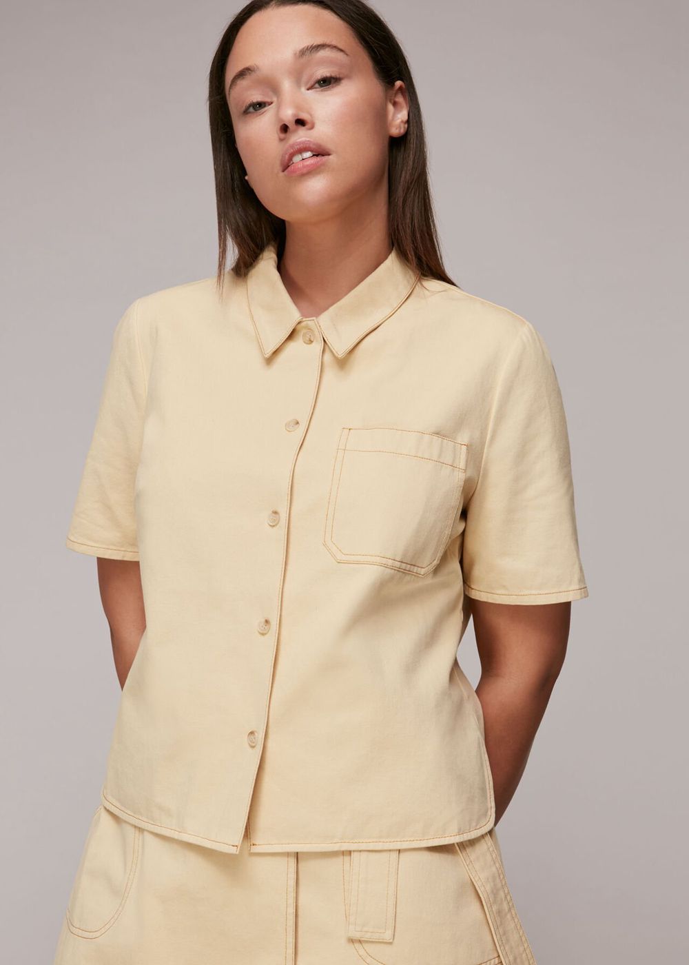 Whistles Macie Shirts Yellow | US-92863TJPE