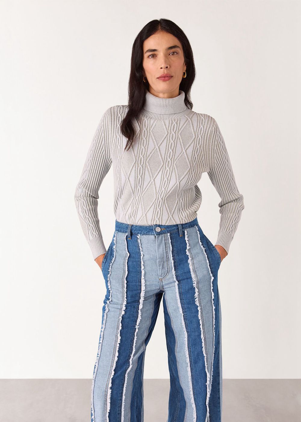 Whistles Macie Vertical Patchwork Jeans Blue | US-79421LQJD