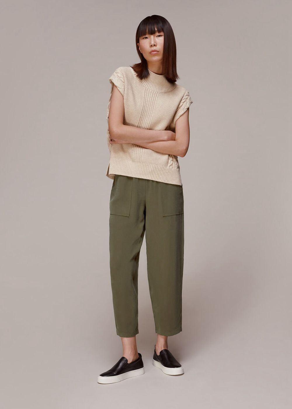 Whistles Madison Pocket Detail Pants Khaki | US-23054TXSG