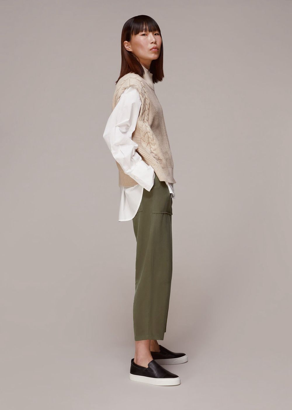 Whistles Madison Pocket Detail Pants Khaki | US-23054TXSG