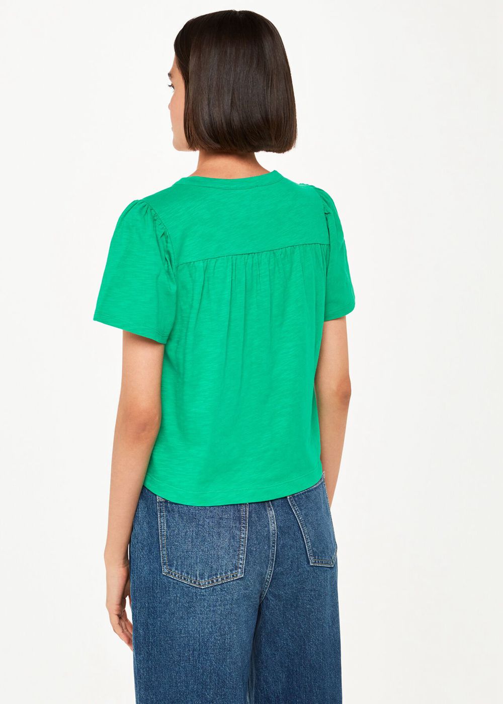 Whistles Maeve V Neck Button Front T-Shirt Green | US-13650FONQ