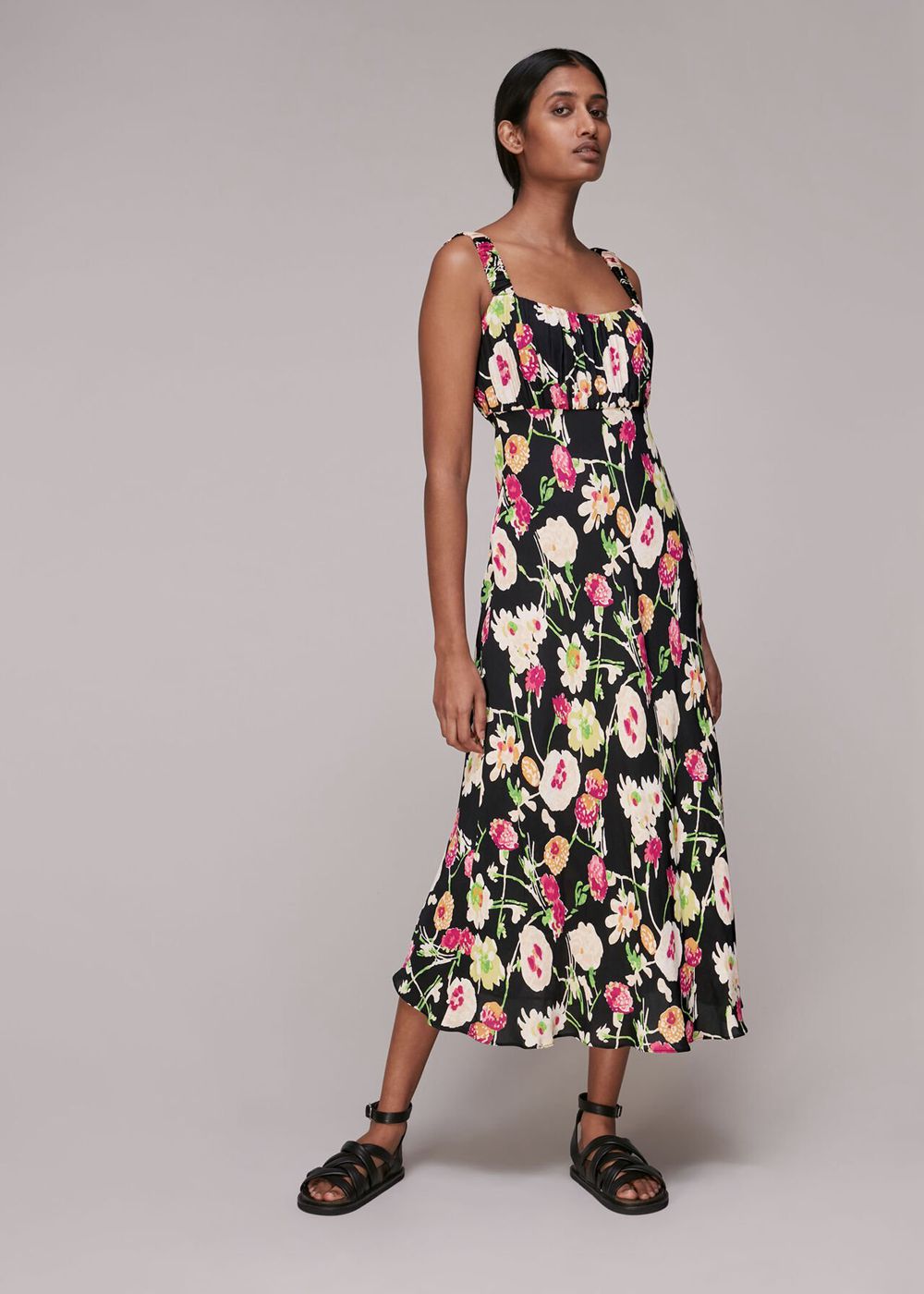 Whistles Maila Electric Floral Dress Black / Multicolor | US-92705GNZK