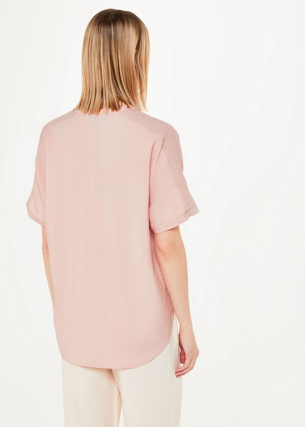 Whistles Maisie Shirred Sleeve Blouse Pink | US-65017CIAR